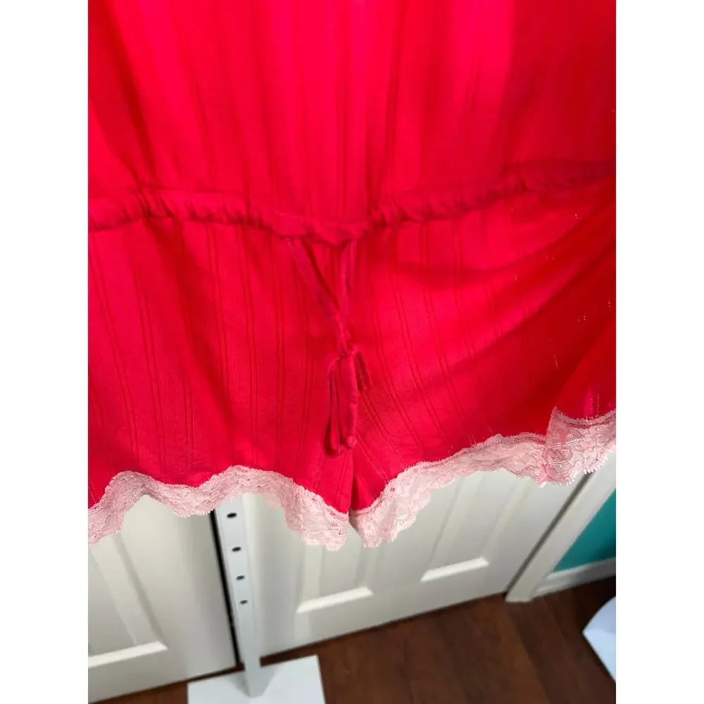 Victoria’s Secret Pink Lace Trim Sleep Romper Small‎ Y2K Modal Lounge